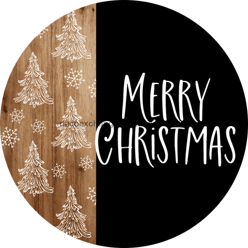 Wreath Sign Christmas Wreath Sign Merry Black And White Decoe-2405 For Round 12 metal