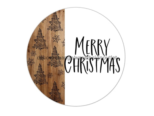 Wreath Sign Christmas Wreath Sign Merry Black And White Decoe-2406 For Round 10 Metal