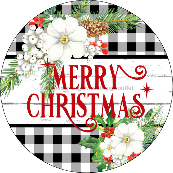 Wreath Sign, Christmas Sign, Merry Christmas Sign, DECOE-2108, Sign For Wreath, Round Sign, DecoExchange - DecoExchange®