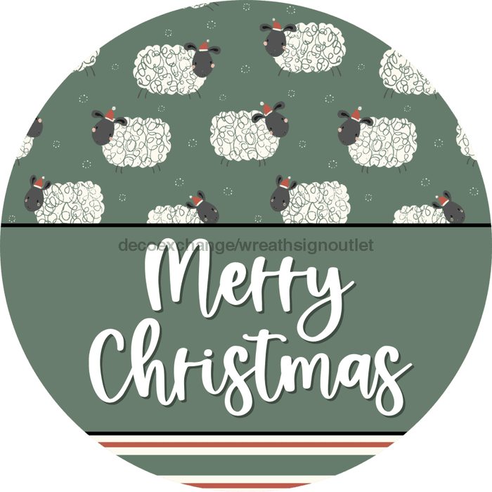 Wreath Sign Christmas Wreath Sign Merry Sheep Decoe-2378 For Round 10 Metal