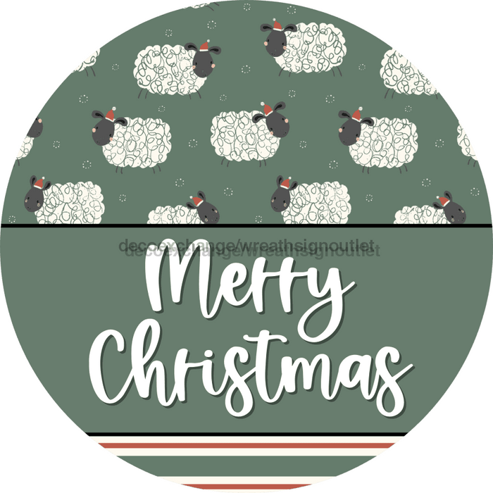 Wreath Sign Christmas Wreath Sign Merry Sheep Decoe-2378 For Round 10 Wood