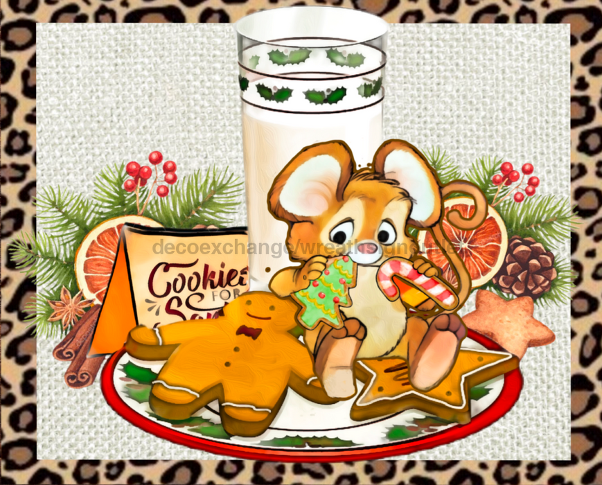 Wreath Sign, Christmas Mouse, Animal Print, 8x10", Metal Sign DECOE-889, Sign For Wreath, DecoExchange - DecoExchange