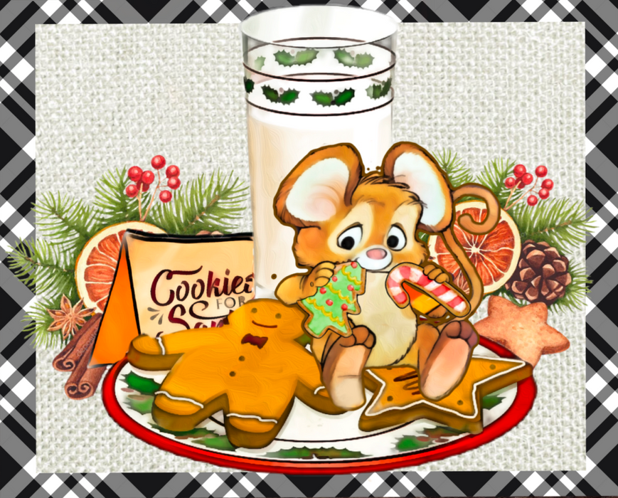 Wreath Sign, Christmas Mouse, Black White, 8x10", Metal Sign DECOE-886, Sign For Wreath, DecoExchange - DecoExchange