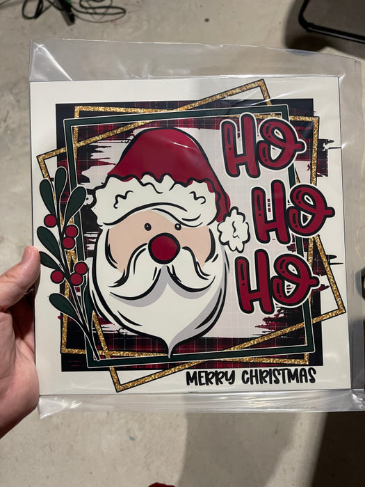Wreath Sign, Christmas Santa Ho Ho Ho 10"x10" Metal Sign DECOE-212, DecoExchange, Sign For Wreaths - DecoExchange