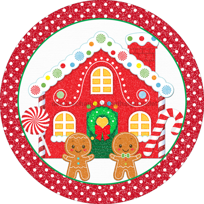 Wreath Sign, Christmas Sign, Snow Gingerbread, 12" Round, Metal Sign, DECOE-117, DecoExchange, Sign For Wreath - DecoExchange