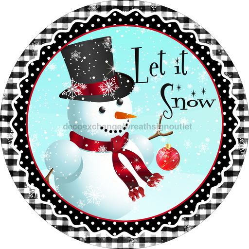 Wreath Sign, Christmas Sign, Snowman Sign, DECOE-2109, Sign For Wreath, Round Sign, DecoExchange - DecoExchange®