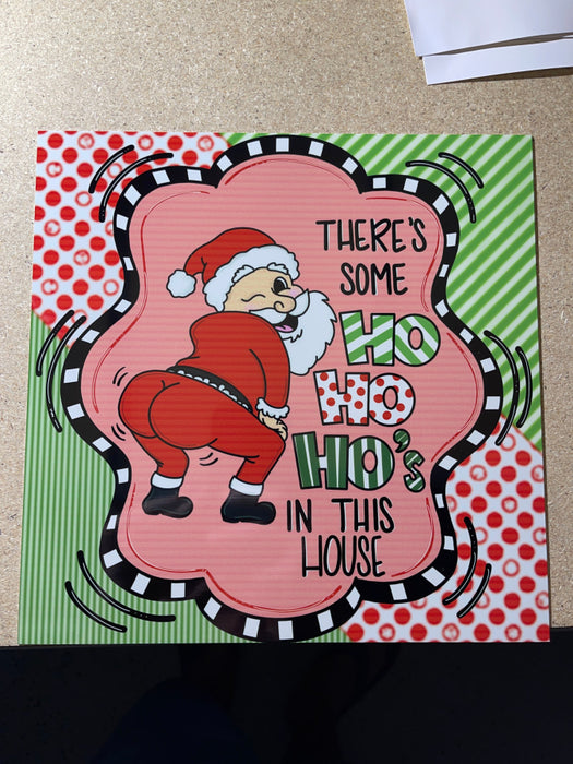 Wreath Sign, Christmas Twerking Santa 10"x10" Metal Sign CR-009, DecoExchange, Sign For Wreath - DecoExchange