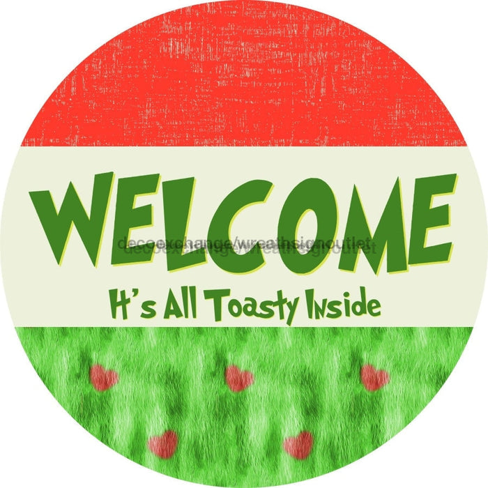 Wreath Sign Christmas Wreath Sign Welcome Red Heart Toasty Inside Decoe-2367 For Round 10 Wood