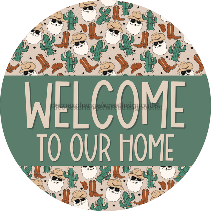 Wreath Sign Christmas Wreath Sign Welcome Western Decoe-2370 For Round 10 Wood