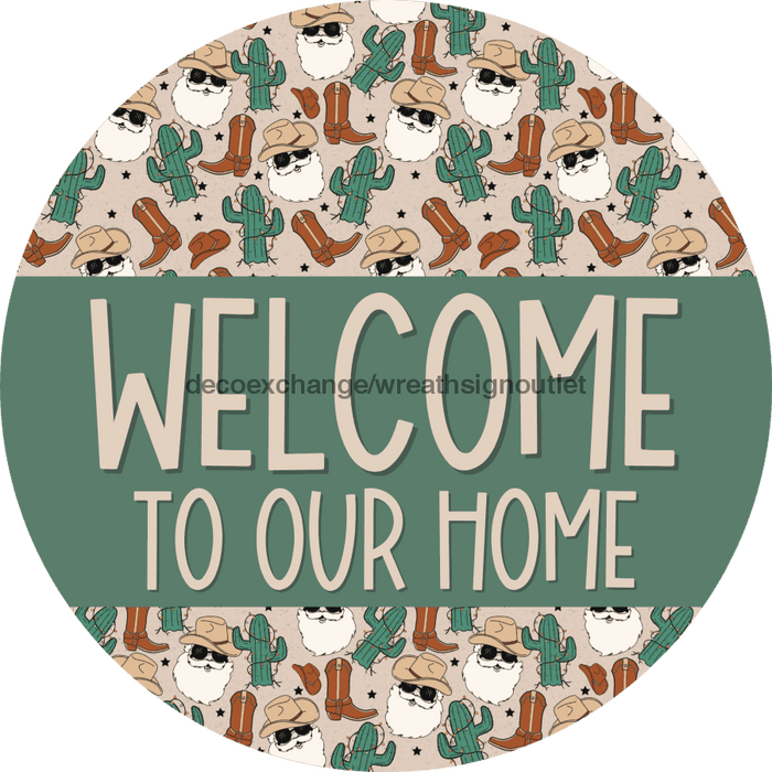 Wreath Sign Christmas Wreath Sign Welcome Western Decoe-2370 For Round 10 Wood