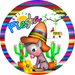 Wreath Sign, Cinco De Mayo, Fiesta, Donkey Sign, 10" Round Metal Sign DECOE-295, Sign For Wreath, DecoExchange - DecoExchange