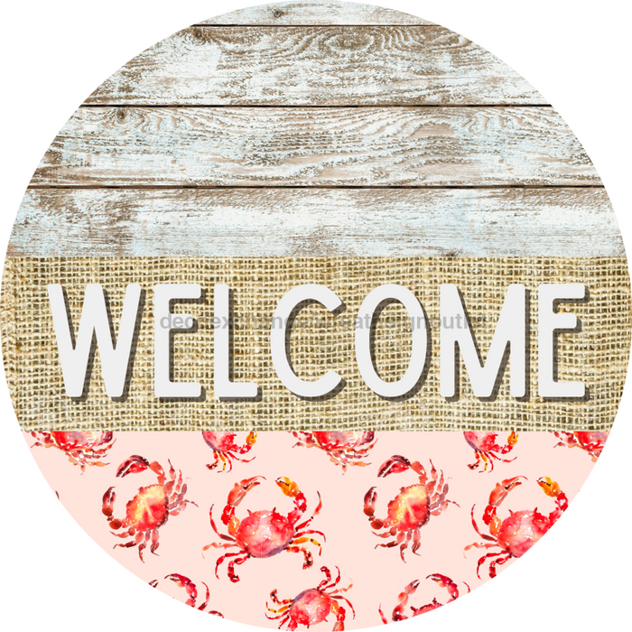 Wreath Sign, Crab Sign, Crustaceancore Sign, DECOE-2084, Sign For Wreath, Round Sign, DecoExchange - DecoExchange®