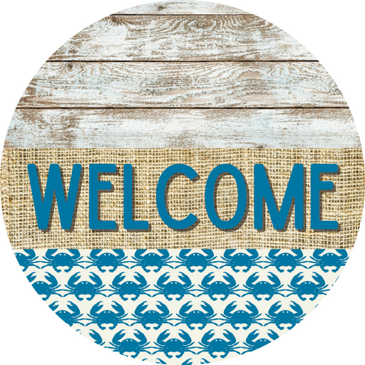 Wreath Sign, Crab Sign, Crustaceancore Sign, DECOE-2086, Sign For Wreath, Round Sign, DecoExchange - DecoExchange®