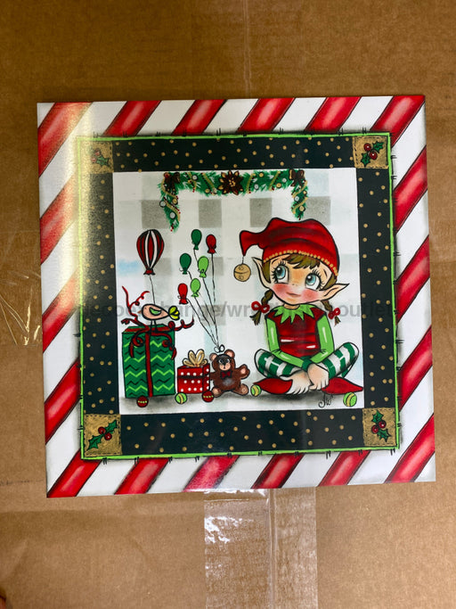 Wreath Sign, Custom Female Elf Sign 10"x10" - Christmas Sign - IW-002, DecoExchange, Sign For Wreaths - DecoExchange
