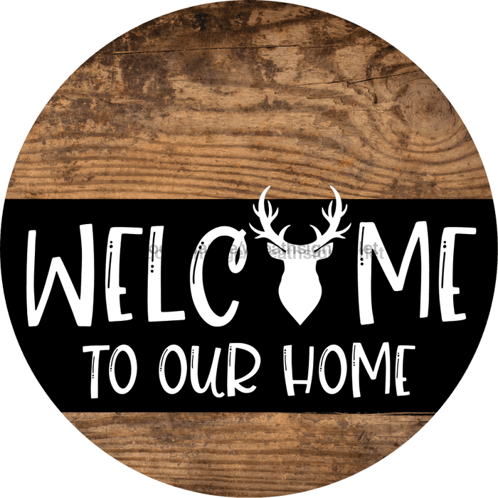 Wreath Sign Deer Welcome To Our Home Decoe-2327 For Round 10 Metal