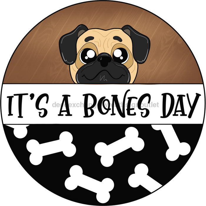 Wreath Sign, Dog Sign, Pug Sign, 18" Wood Round  Sign CR-037, DecoExchange, Sign For Wreath