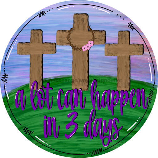 Wreath Sign, Easter Sign, Religious Easter Sign, 12" Round Metal Sign DECOE-402, Sign For Wreath, DecoExchange - DecoExchange