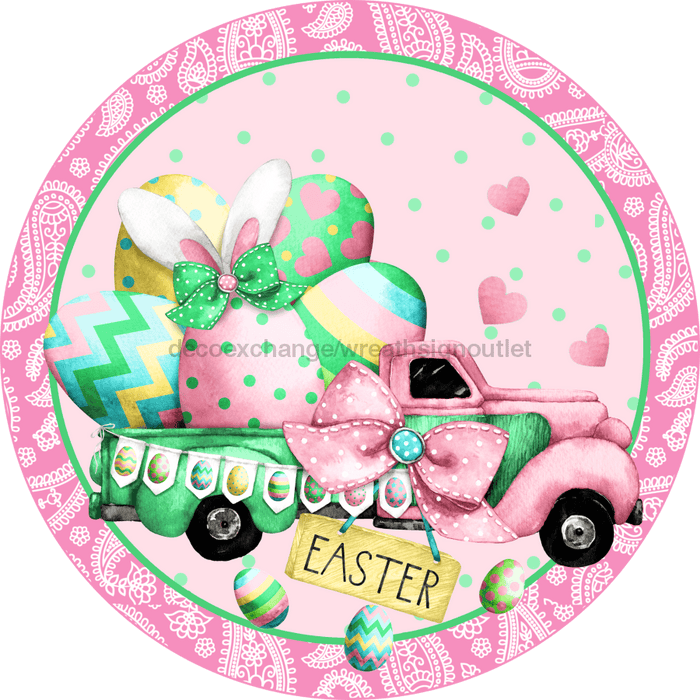 Wreath Sign, Easter Truck Sign, Spring Sign, 10" Round Metal Sign DECOE-271, Sign For Wreath, DecoExchange - DecoExchange