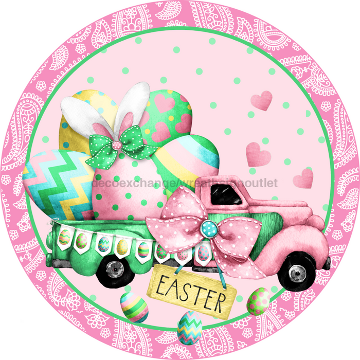 Wreath Sign, Easter Truck Sign, Spring Sign, 10" Round Metal Sign DECOE-271, Sign For Wreath, DecoExchange - DecoExchange