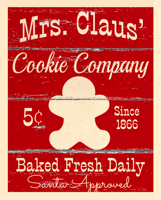 Wreath Sign, Edged Christmas Sign, Cookie Sign, 8x10" Metal Sign DECOE-773, Sign For Wreath, DecoExchange - DecoExchange