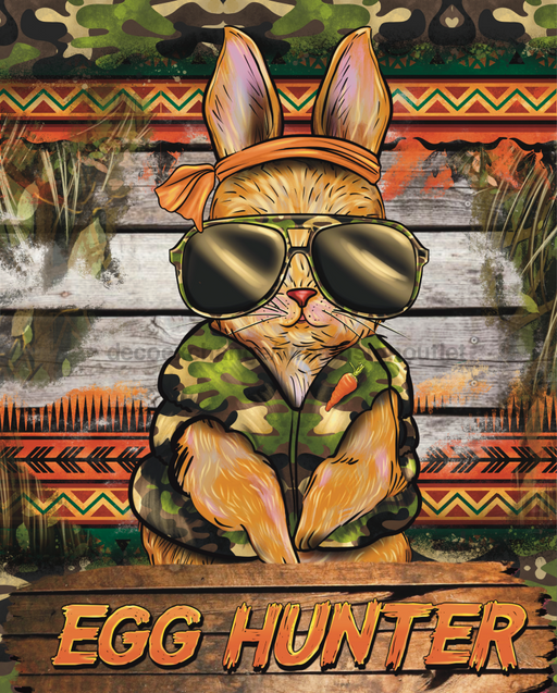 Wreath Sign, Egg Hunter Easter Sign, 8x10" Metal Sign, DECOE-545, DecoExchange, Sign For Wreath - DecoExchange