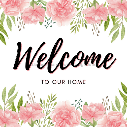 Wreath Sign, Everyday Floral Welcome, 10"x10" Metal Sign DECOE-607, Sign For Wreath, DecoExchange - DecoExchange