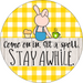 Wreath Sign, Everyday Sign, Sit Stay Awhile, 18" Wood Round,  Sign, DECOE-708, DecoExchange, Sign For Wreath