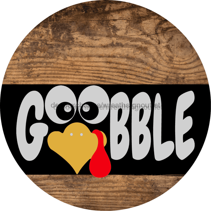 Wreath Sign Fall Gobble Decoe-2331 For Round 10 Wood