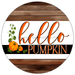 Wreath Sign, Fall - Hello Pumpkin 10" Round Metal Sign DECOE-209, DecoExchange, Sign For Wreaths - DecoExchange