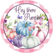 Wreath Sign, Fall Sign, Pink Pumpkin Sign, DECOE-2111, Sign For Wreath, Round Sign, DecoExchange - DecoExchange®