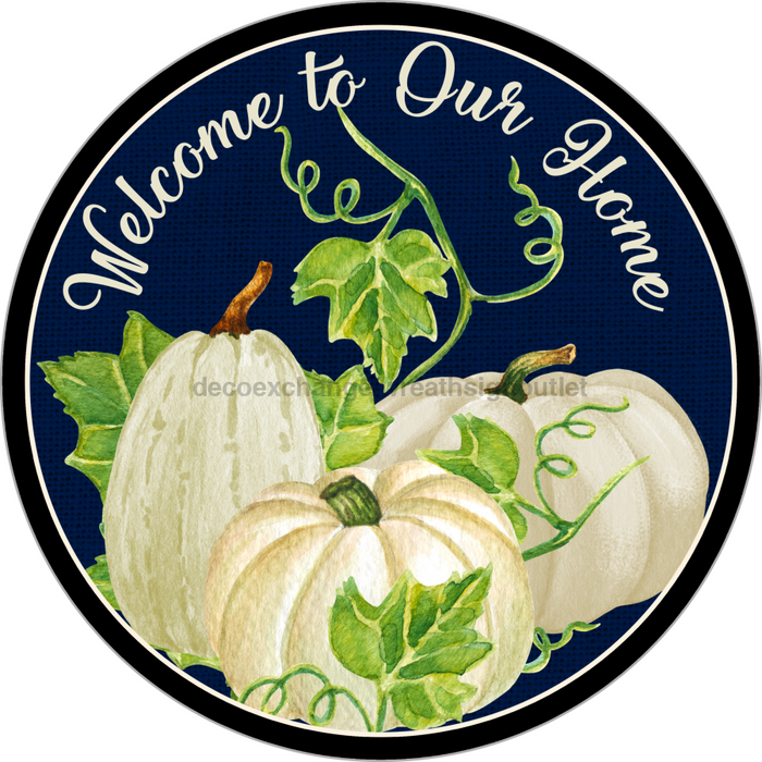 Wreath Sign, Fall Sign, Pumpkin Sign, 12" Round Metal Sign DECOE-777, DecoExchange, Sign For Wreath - DecoExchange