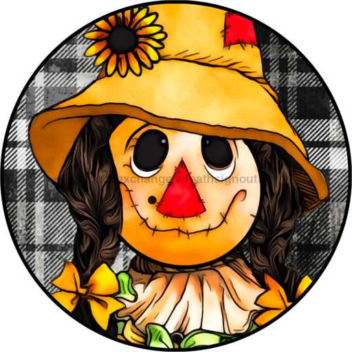 Wreath Sign, Fall Sign, Scarecrow Sign, 18" Wood Round  Sign DECOE-884, DecoExchange, Sign For Wreath