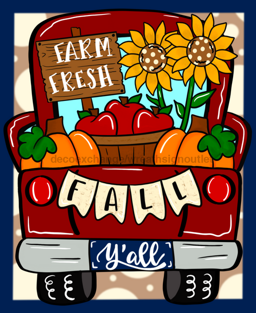 Wreath Sign, Fall Truck, Truck Wreath Sign 8"x10" Metal Sign CR-013, DecoExchange, Wreath Sign, Sign For Wreath, DecoExchange - DecoExchange