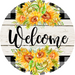 Wreath Sign, Fall Sign, Welcome Sunflower Sign, 18" Wood Round  Sign DECOE-334, Sign For Wreath, DecoExchange