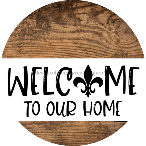 Wreath Sign Fleur De Lis Welcome Louisiana Decoe-2352 For Round 12 metal