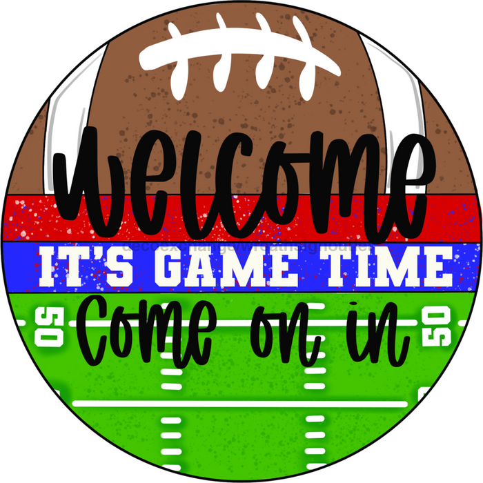 Wreath Sign, Football Sign, 18" Wood Round  Sign CR-039, DecoExchange, Sign For Wreath