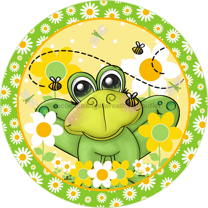 Wreath Sign, Frog Sign, Summer Sign, DECOE-537, Sign For Wreath, DecoExchange - DecoExchange