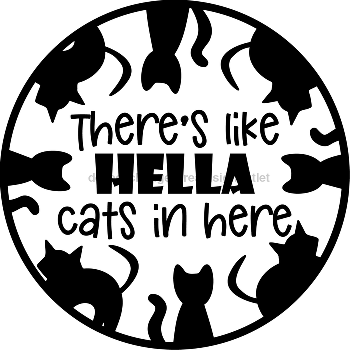 Wreath Sign, Funny Cat Sign, Pet Sign, DECOE-2101, Sign For Wreath, Round Sign, DecoExchange - DecoExchange®