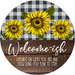 Wreath Sign, Funny Welcome Sign, Sunflower Welcome, 10" Round Metal Sign DECOE-417, Sign For Wreath, DecoExchange - DecoExchange