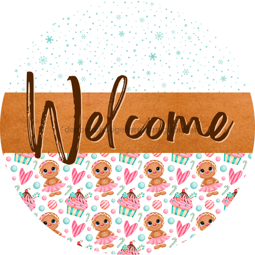 Wreath Sign, Gingerbread Sign, Christmas Sign, DECOE-2095, Sign For Wreath, Round Sign, DecoExchange - DecoExchange®