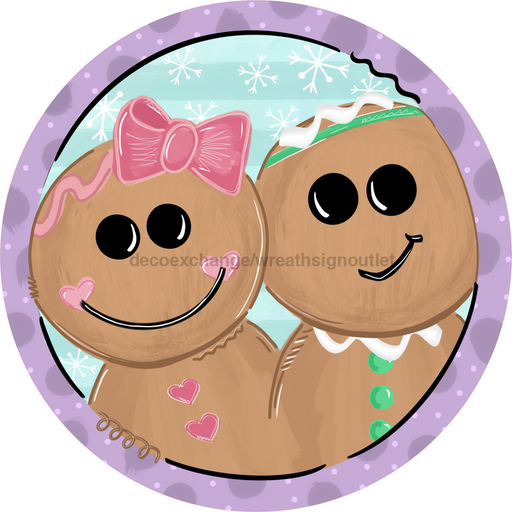 Wreath Sign, Gingerbread Sign, Round Christmas Sign, DECOE-520, Sign For Wreath, DecoExchange - DecoExchange