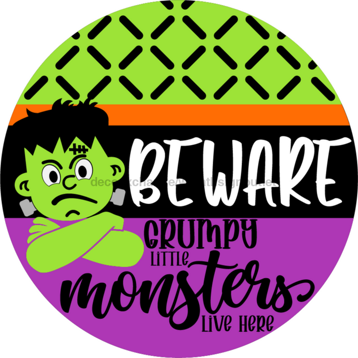 Wreath Sign, Halloween Sign, Beware, Funny Sign, DECOE-2063, Sign For Wreath, Round Sign, DecoExchange - DecoExchange®