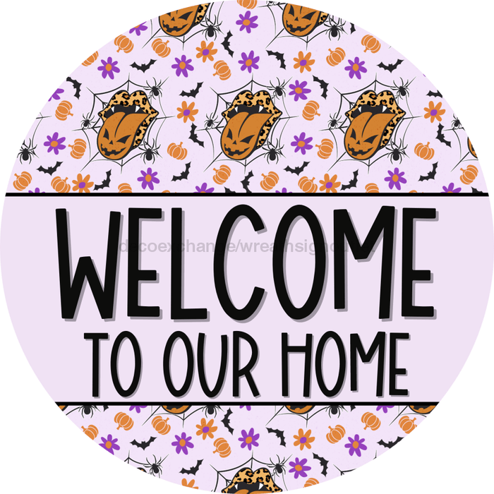 Wreath Sign Halloween Door Hanger Lips Boo Decoe-2386 For Round 18 Wood