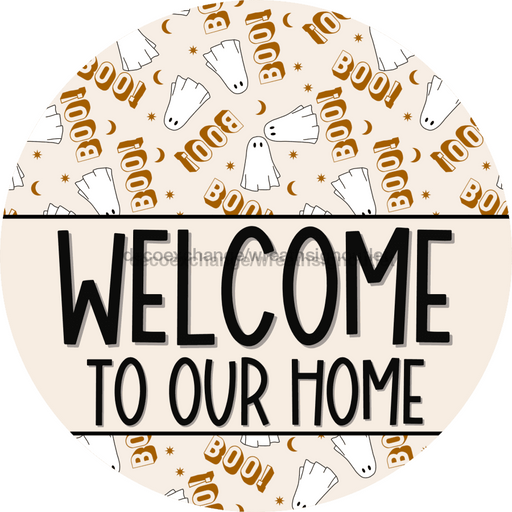 Wreath Sign Halloween Wreath Sign Ghost Boo Decoe-2385 For Round 12 metal