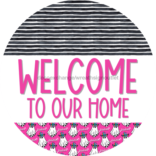 Wreath Sign Halloween Wreath Sign Ghost Welcome Western Decoe-2371 For Round 12 metal