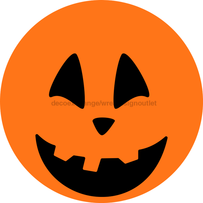 Wreath Sign, Halloween Sign, Jack-O-Lantern Sign, Halloween Face, DECOE-2077, Sign For Wreath, Round Sign, DecoExchange - DecoExchange®