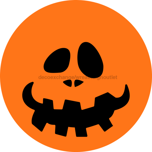 Wreath Sign, Halloween Sign, Jack-O-Lantern Sign, Halloween Face, DECOE-2078, Sign For Wreath, Round Sign, DecoExchange - DecoExchange®