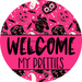 Wreath Sign Halloween Wreath Sign Pink Welcome Decoe-2374 For Round 10 Metal