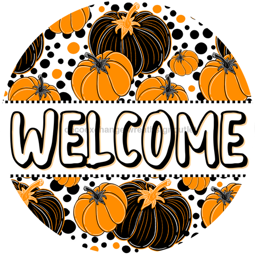 Wreath Sign, Halloween Sign, Pumpkin Sign, DECOE-2124, Sign For Wreath, Round Sign, DecoExchange - DecoExchange®