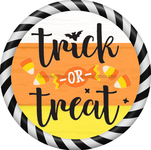 Wreath Sign, Halloween Sign, Trick or Treat Sign, DECOE-1220, Sign For Wreath, Round Sign, DecoExchange - DecoExchange®